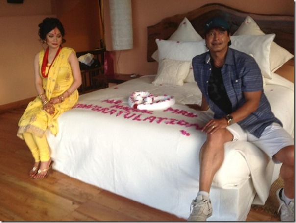 The bed, the first night (suhagraat) of Rajesh Hamal after m pic