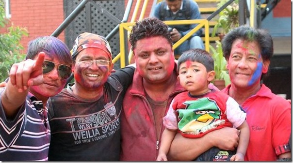shiva shrestha with son and others