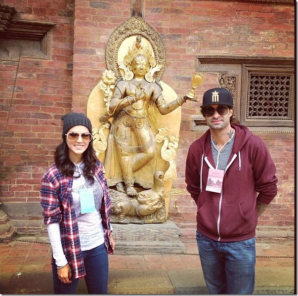 sunny leone in nepal - with husband
