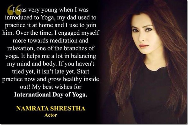 namrata shrestha yoga day message