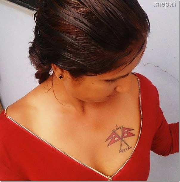 Tattoo Suvekshya Thapa Draws Nepali Flag On Top Of Her