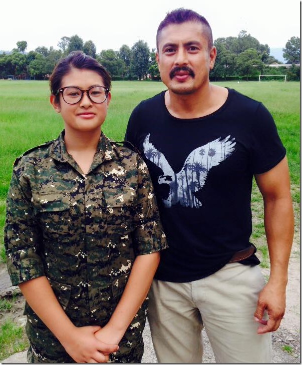 dhiren shakya with his daughter in NCC training Aug 2015